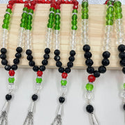 33 prayer beads in Palestinian flag colored crystal glass