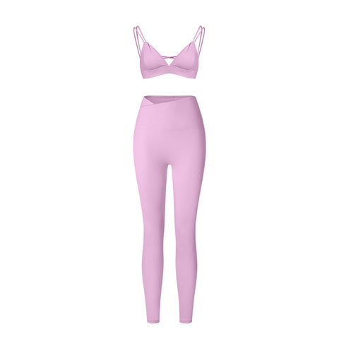 Yoga suit set sandblasting tight fitting shaping high waist fitness sports leisure yoga suit set