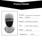 Motorcycle Sun protection and dustproof headgear riding hat hood windproof outdoor tactical riding hood mask mask dust mask