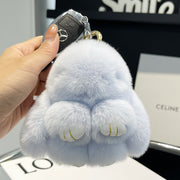 Cute Rex Rabbit Fur Doll Bunny Car Keychain Pendant Mini Bag Plush Dead Ornament Rabbit