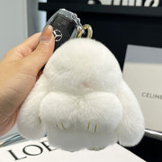 Cute Rex Rabbit Fur Doll Bunny Car Keychain Pendant Mini Bag Plush Dead Ornament Rabbit