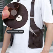 A medieval - style leather harness bag that is an anti - theft wallet, phone pouch, and suitable for men's Viking  cosplay.