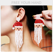 Christmas Day Earrings Earrings Handmade Beads Christmas Old Man Cartoon Character Tassel Rice Beads Earrings