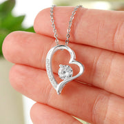 Heart shaped hollow pendant with diamond inlay necklace