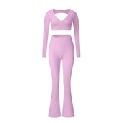 Yoga suit set sandblasting tight fitting shaping high waist fitness sports leisure yoga suit set