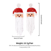 Christmas Day Earrings Earrings Handmade Beads Christmas Old Man Cartoon Character Tassel Rice Beads Earrings