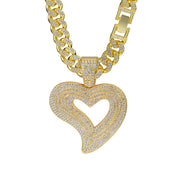 New Light Luxury Love Full Diamond Alloy Pendant Cuban Necklace Hip Hop Trendy Men's Jewelry