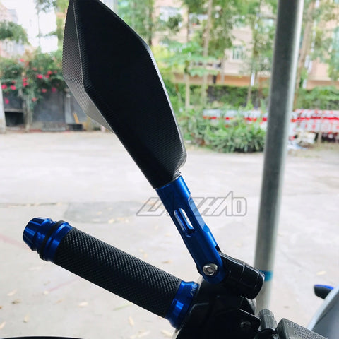 Universal CNC Aluminum Motorcycle Handlebar Rear View Mirrors Blue Anti-glare Mirror for Honda Yamaha Suzuki Scooter ktm