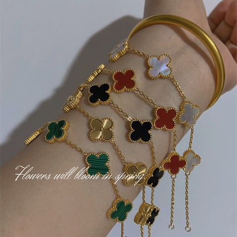 Four leaf clover bracelet women's titanium steel light luxury electroplating 18k gold