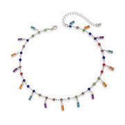 Fashionable colored crystal studded diamond pendant necklace with high-end feel, handmade bead collarbone chain