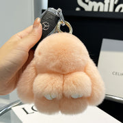 Cute Rex Rabbit Fur Doll Bunny Car Keychain Pendant Mini Bag Plush Dead Ornament Rabbit