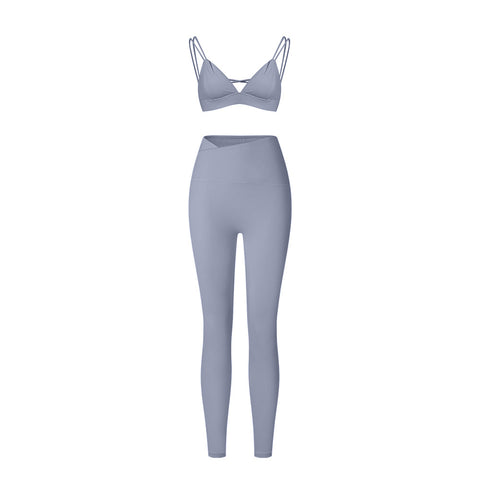 Yoga suit set sandblasting tight fitting shaping high waist fitness sports leisure yoga suit set