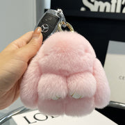 Cute Rex Rabbit Fur Doll Bunny Car Keychain Pendant Mini Bag Plush Dead Ornament Rabbit