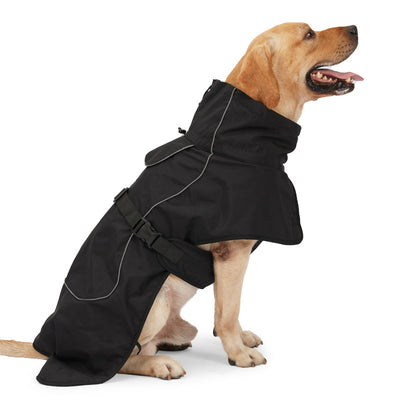 Waterproof Dog Jacket with Fleece Lining for Cold & Outdoor. Reflective, in Colors like Black, etc.