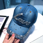 Cowboy Baseball Hat Female Ins Tide Ladies Fashion Sunscreen Rhinestone Peaked Cap Summer Sun Hat