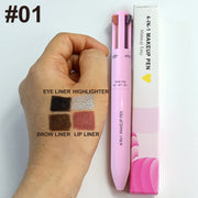 4 In 1 Eyebrow Pencil Waterproof Drawing Eye Brow Makeup Pen Long-Wear Eyeliner Eyebrow Highlighter Stick Makeup Cosmetic Tool