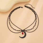 Fashionable tassel blood drop crystal necklace Halloween high-end alloy collarbone chain