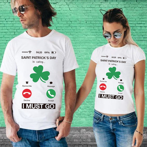 New Men's and Women's SAINT PATRICK'S DAY Letter Short Sleeves on St. Patrick's Day T-shirt