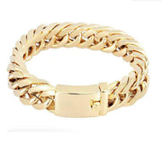 Fashionable 18K gold plated men's electroplated alloy double buckle bracelet