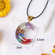 Rainbow Stone Orgone Pendant Dropping Resin Crystal Half Gemstone Necklace Jewelry