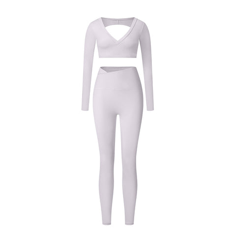 Yoga suit set sandblasting tight fitting shaping high waist fitness sports leisure yoga suit set