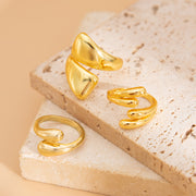 Ins style O-shaped smooth ring set with irregular metallic rings, versatile new style