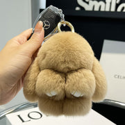 Cute Rex Rabbit Fur Doll Bunny Car Keychain Pendant Mini Bag Plush Dead Ornament Rabbit