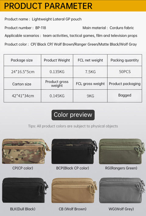 WoSportT Lightweight Horizontal GP Bag Molle Storage Bag Accessory Multifunctional Equipment Sundry Tool Bag