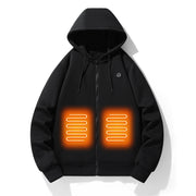 European and American zipper cardigan heating hoodie intelligent hooded five zone heating jacket outdoor warm electric clothing for men